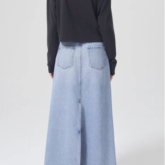 Agolde Denim Maxi Skirt - Light Wash Blue - Picture 3 of 8